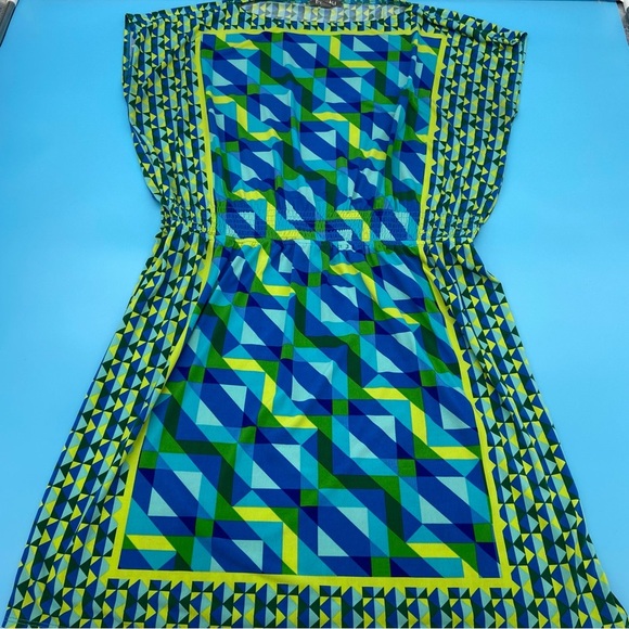Roz & Ali Geometric Blue and Green Coverup Dress Size 14 - Picture 1 of 6